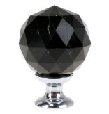 Uchwyt czarny kryształ - kula 30 mm, srebrna podstawa